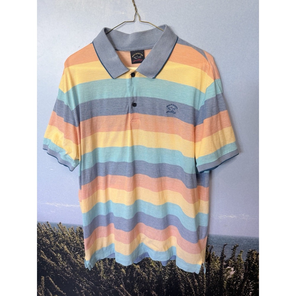 Paul & Shark Yachting Stripes Men's Cotton Italy Polo T-Shirt Size XL